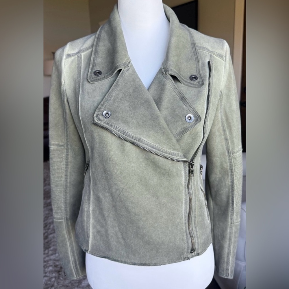 Marrakech SMALL Gray/Green Moto Style Jacket With Stitched and Stud Details